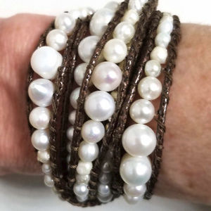Trendy Freshwater Graduated Pearl Wrap Bracelet